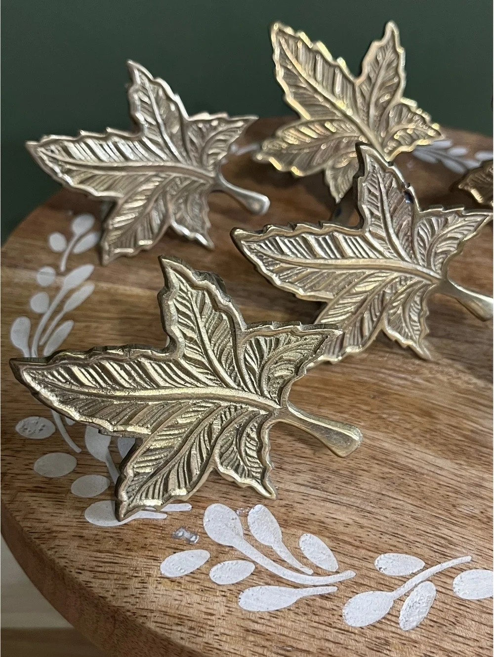 Brass leaf napkin holder set of 6